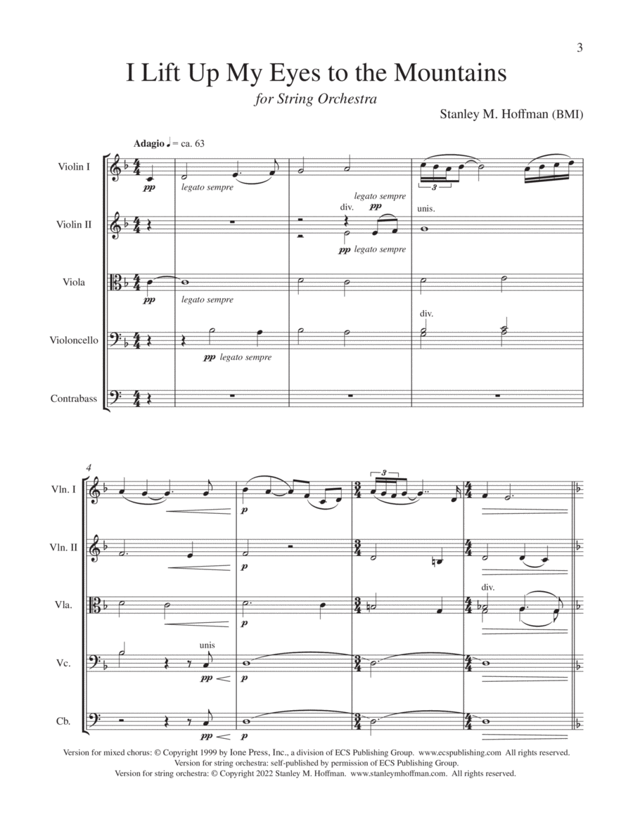 I Lift Up My Eyes to the Mountains String Orchestra scores gallery preview page 1