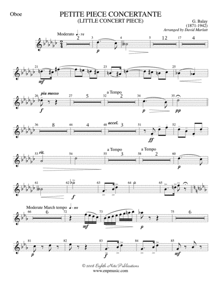 Petite Piece Concertante (Little Concert Piece) (Solo Cornet and Concert Band): Oboe