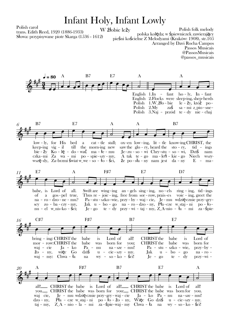 Infant Holy, Infant Lowly (W żłobie leży) Piano scores gallery preview page 1