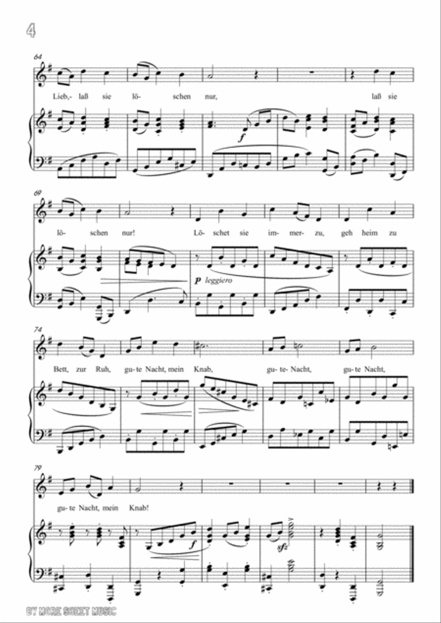 Brahms-Vergebliches Ständchen in G Major,for voice and paino Voice scores gallery preview page 6