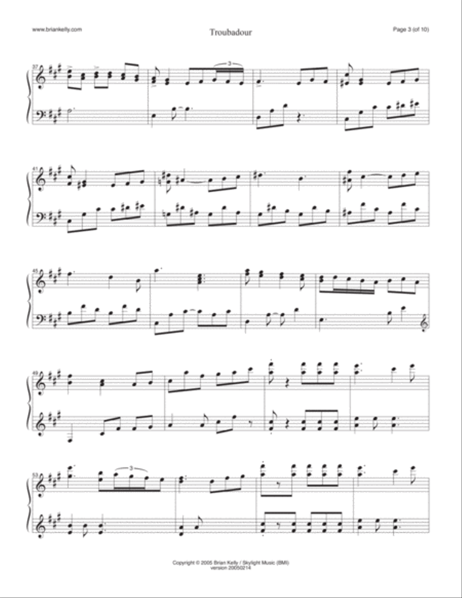 Troubadour Piano Solo scores gallery preview page 3