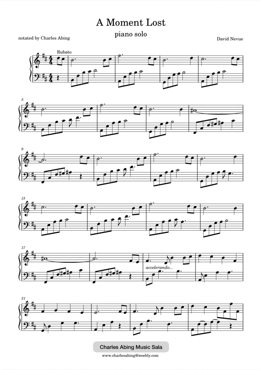 A Moment Lost Piano Solo scores gallery preview page 1