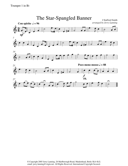 The Star Spangled Banner for brass quintet image number null