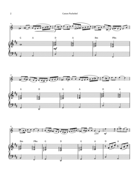 Canon by Pachelbel - French Horn & Piano and Chord Notation image number null