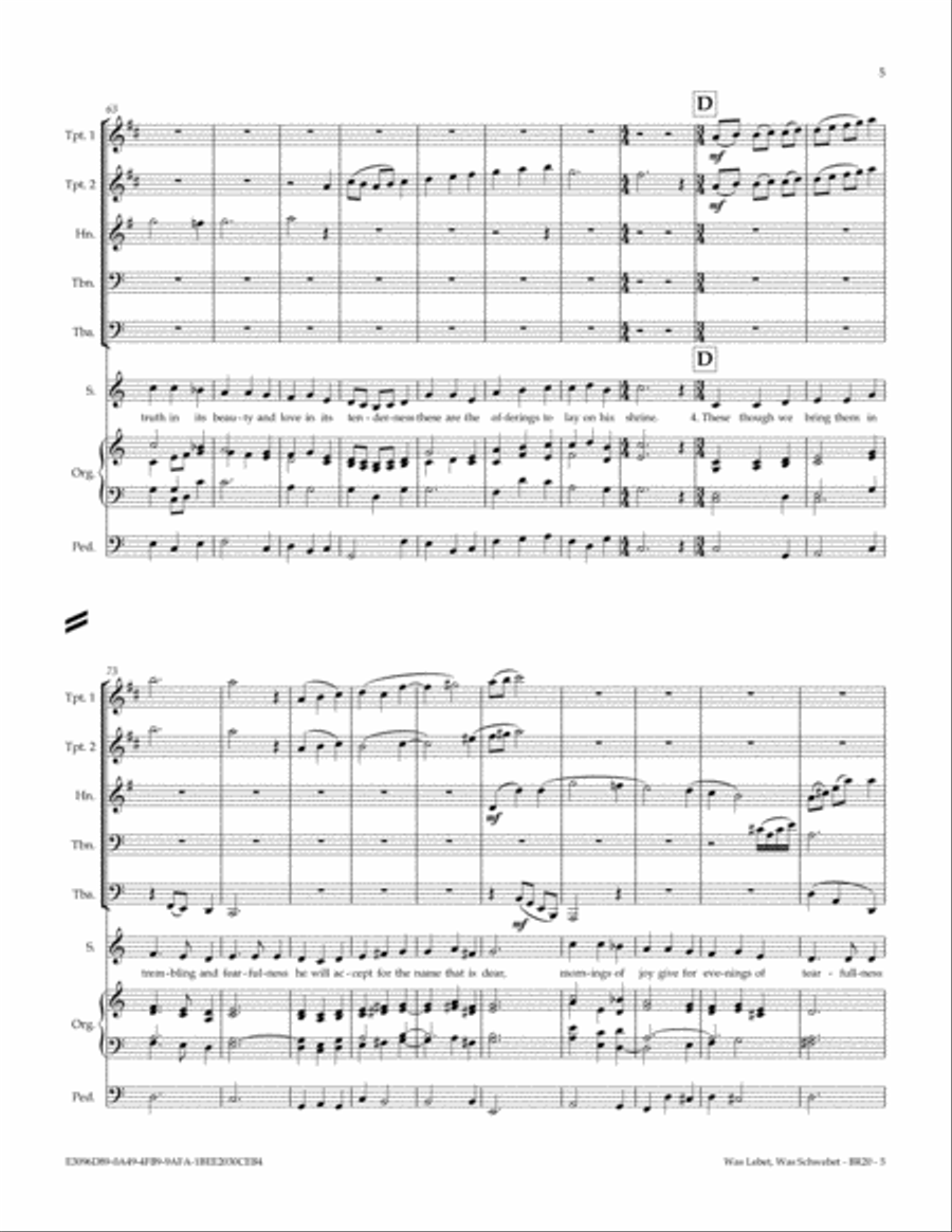 Was Lebet, Was Schwebet (O Worship The Lord In The Beauty Of Holiness) Small Ensemble scores gallery preview page 5
