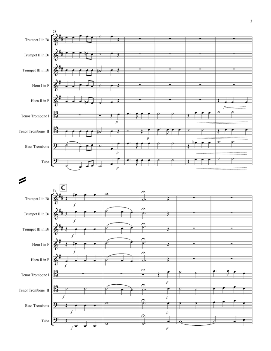 Two Sacred Choruses, Op. 115 for 9-part Brass Ensemble Brass Ensemble scores gallery preview page 3