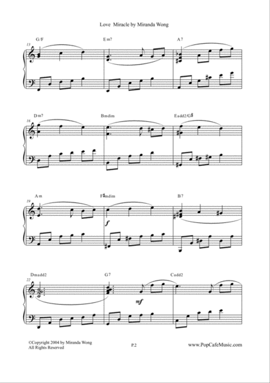 Love Miracle + Love's Greeting (Romantic Piano Solo) by Miranda Wong Small Ensemble scores gallery preview page 2