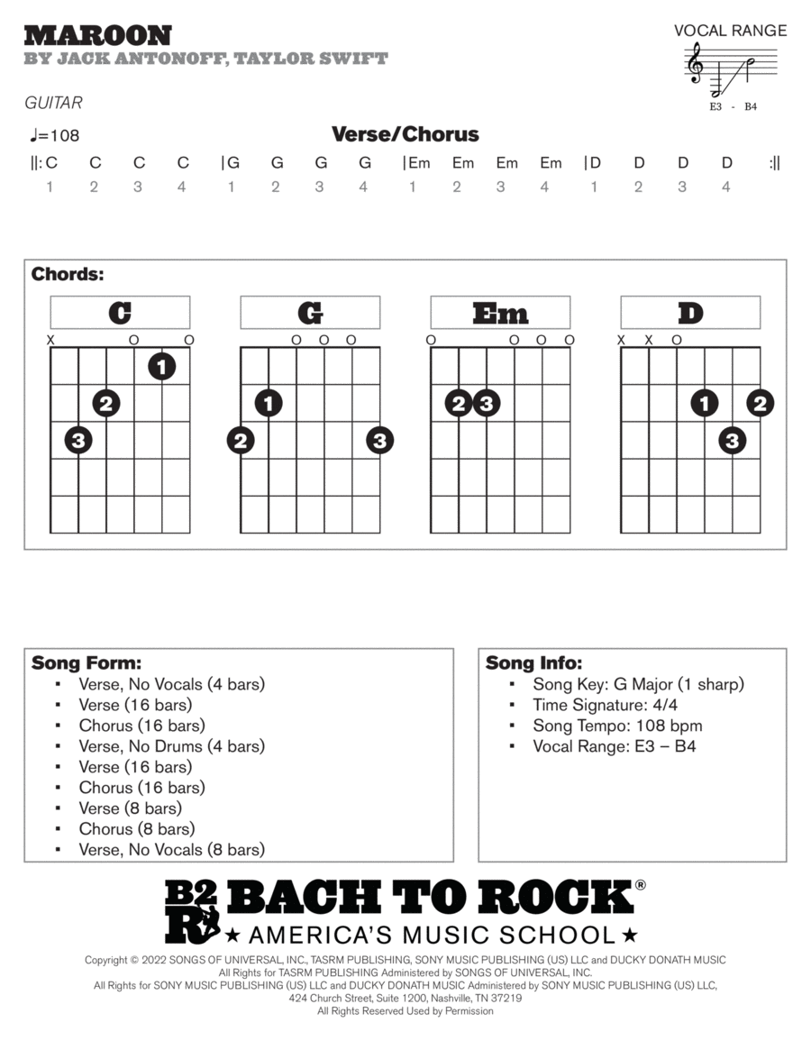 Maroon Electric Guitar scores gallery preview page 1