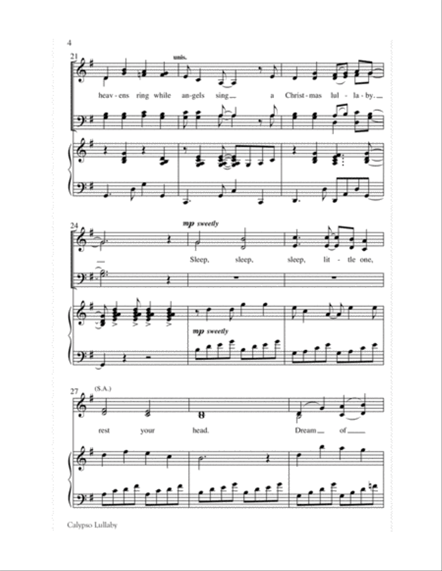 Calypso Lullaby Choir scores gallery preview page 4