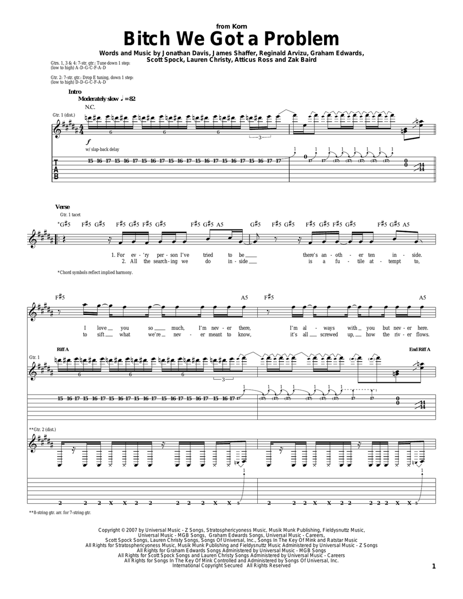 Bitch We Got A Problem Acoustic Guitar scores gallery preview page 1