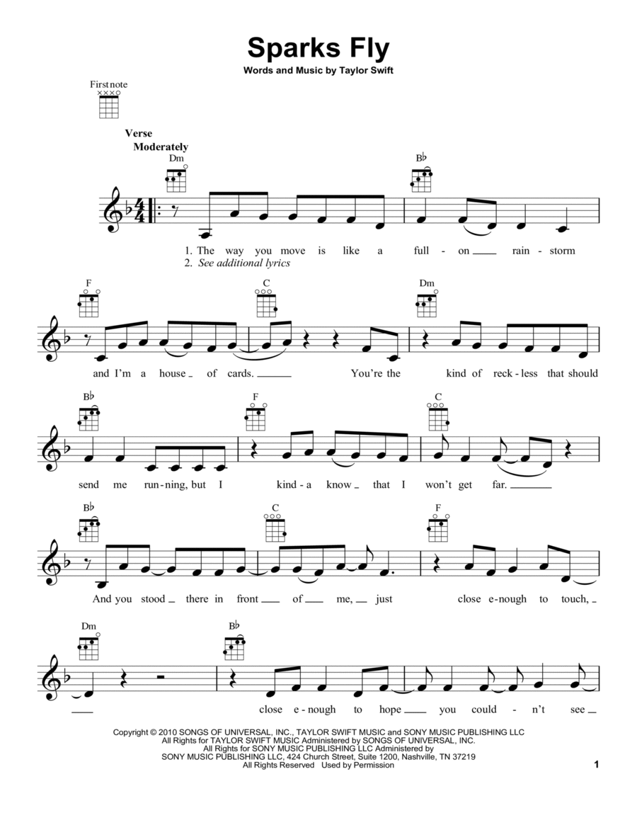 Sparks Fly Sparks Fly Ukulele scores gallery preview page 1