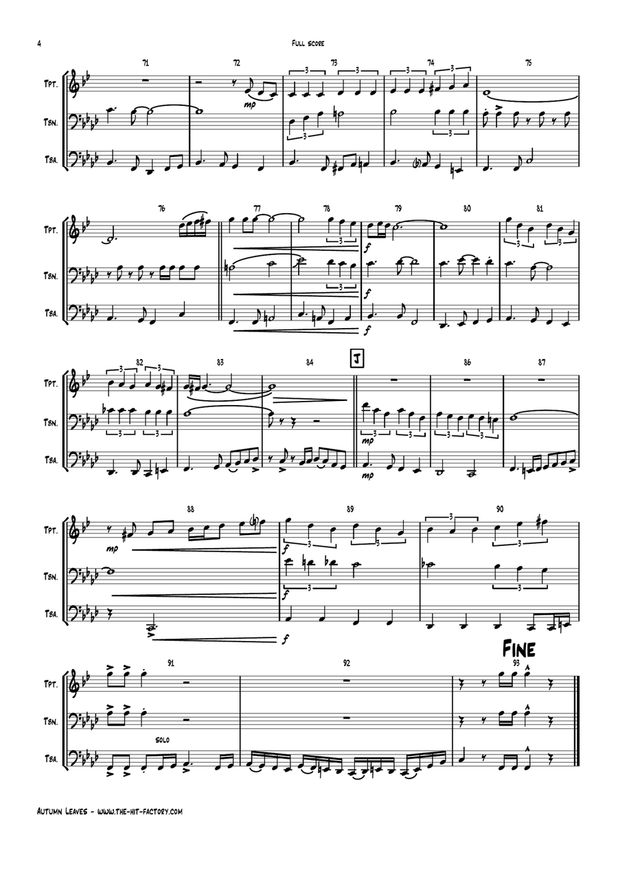 Besame Mucho (Kiss Me Much) Brass Ensemble scores gallery preview page 4