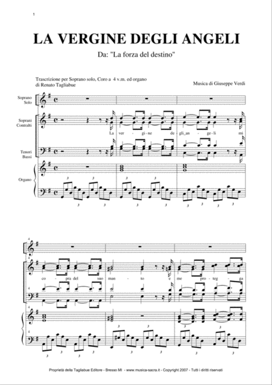 LA VERGINE DEGLI ANGELI - For Solo, SATB Choir and organ 4-Part scores gallery preview page 2