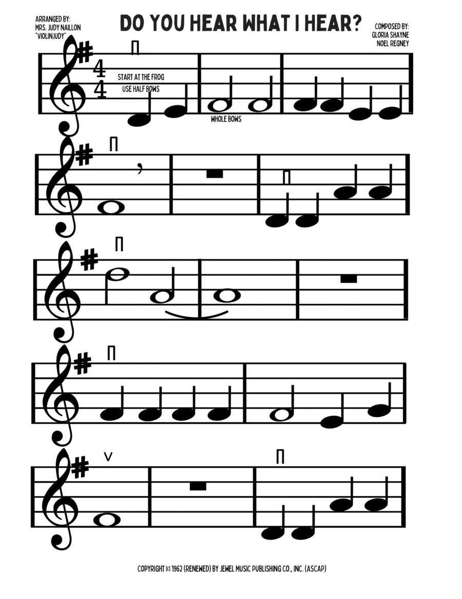 Do You Hear What I Hear Do You Hear What I Hear Violin Solo scores gallery preview page 1