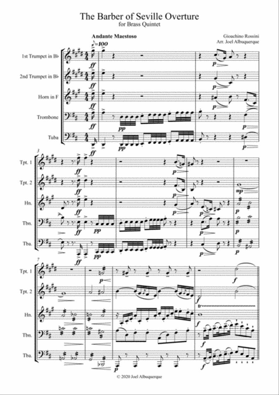The Barber of Seville - Brass Quintet Brass Quintet scores gallery preview page 1