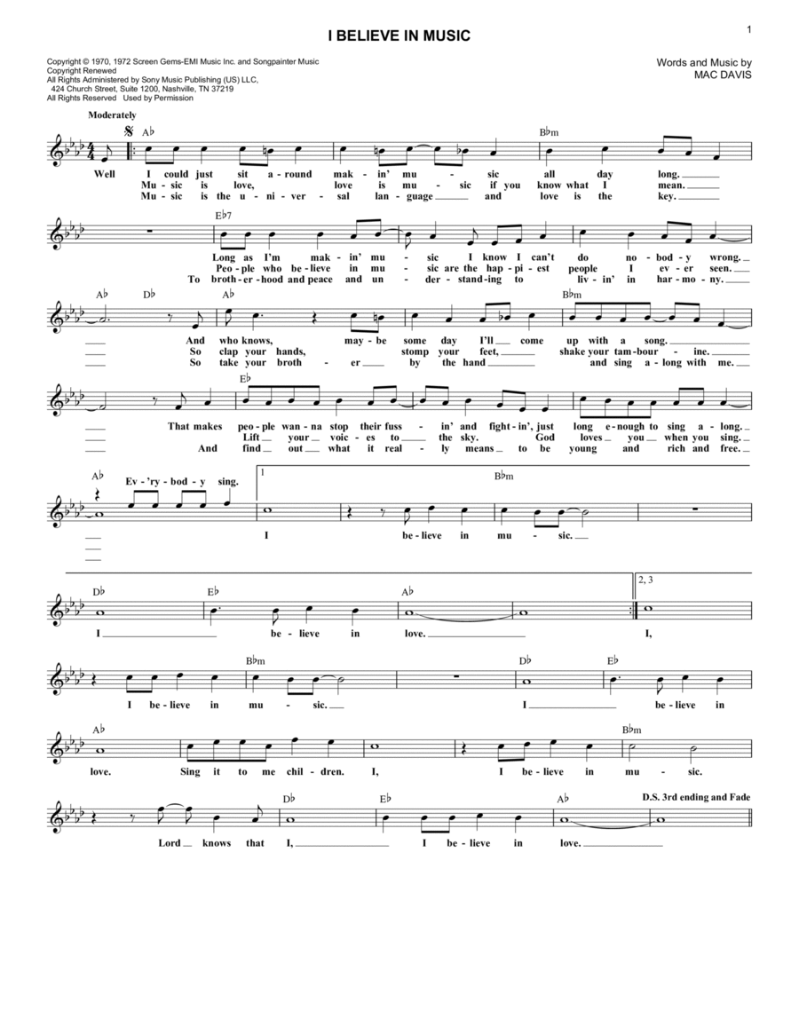 I Believe In Music Electric Guitar scores gallery preview page 1