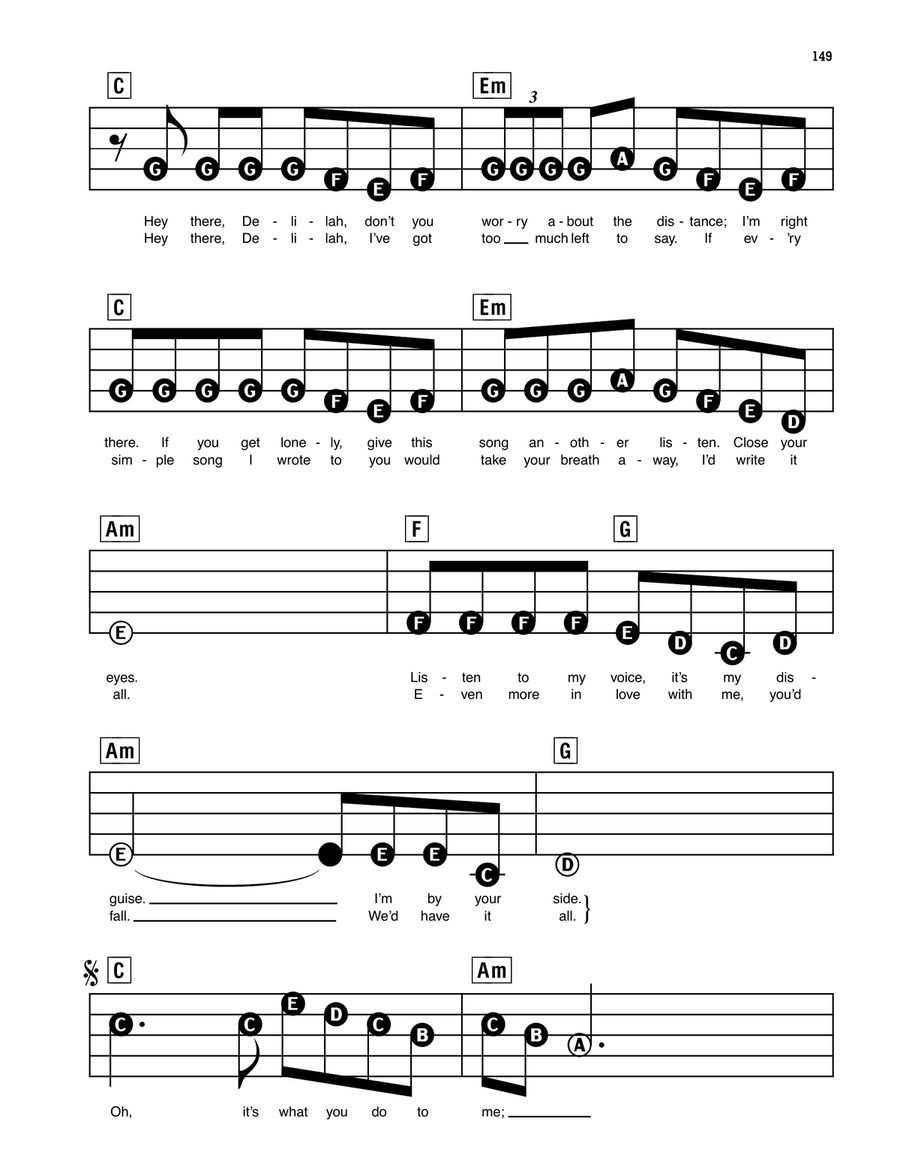 Hey There Delilah Electronic Keyboard scores gallery preview page 2