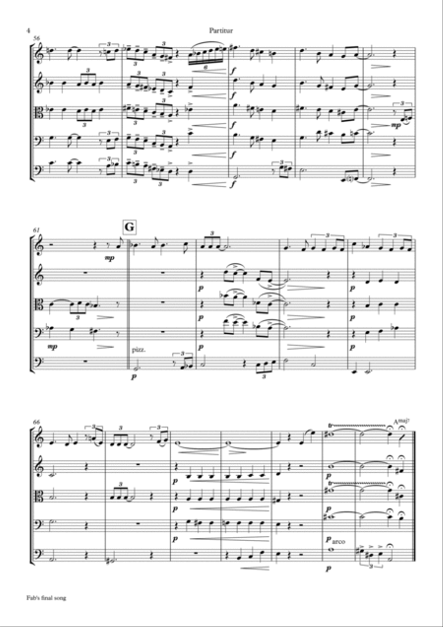 Fabs final song - Ballad - Jazz - String Orchestra String Quartet scores gallery preview page 4