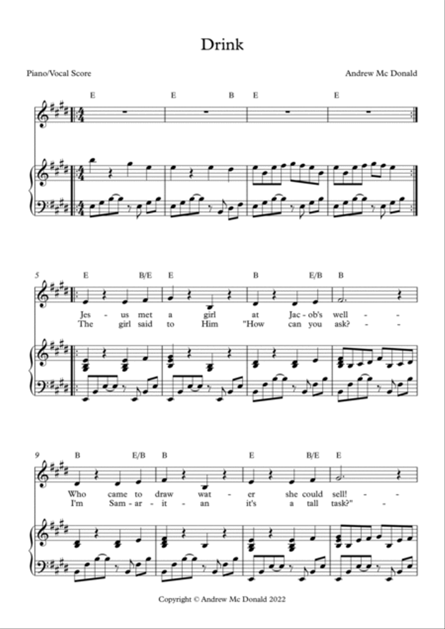 Drink Drink Piano, Vocal, Guitar scores gallery preview page 2