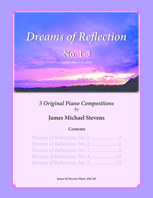 Book cover for Dreams of Reflections, No. 1-5 - Piano Book
