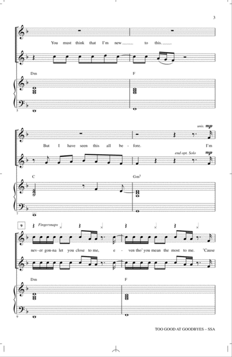 Too Good At Goodbyes Too Good At Goodbyes SSA scores gallery preview page 2