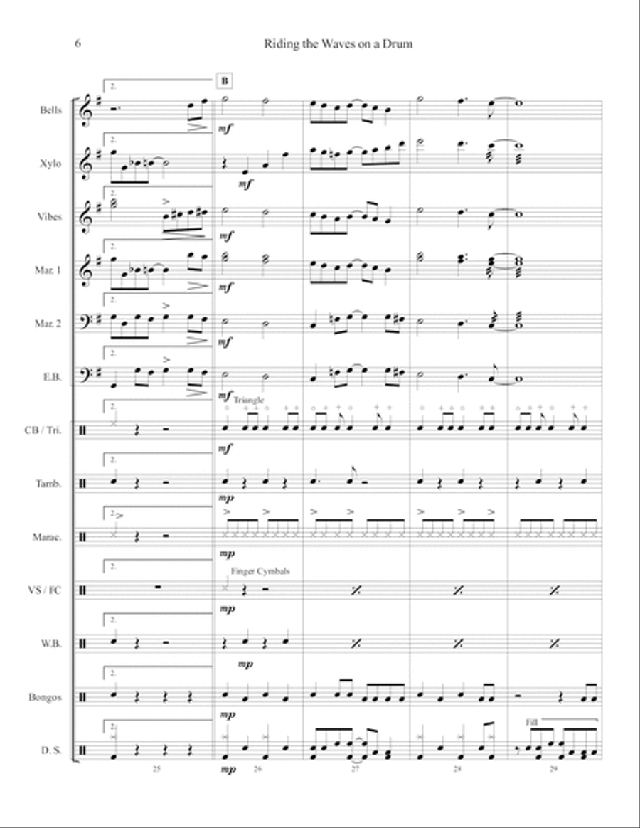 Riding The Waves On A Drum Percussion Ensemble scores gallery preview page 6
