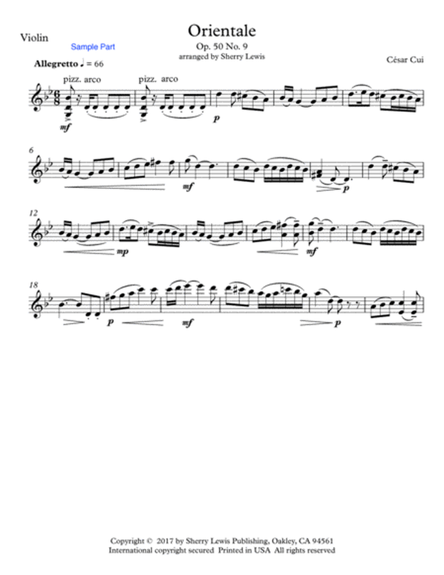 ORIENTALE, César Cui, String Duo, Intermediate Level for violin and cello image number null