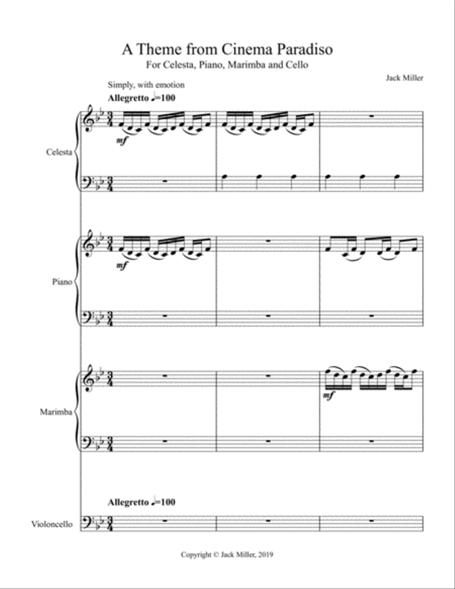 A Theme from Cinema Paradiso Small Ensemble scores gallery preview page 1