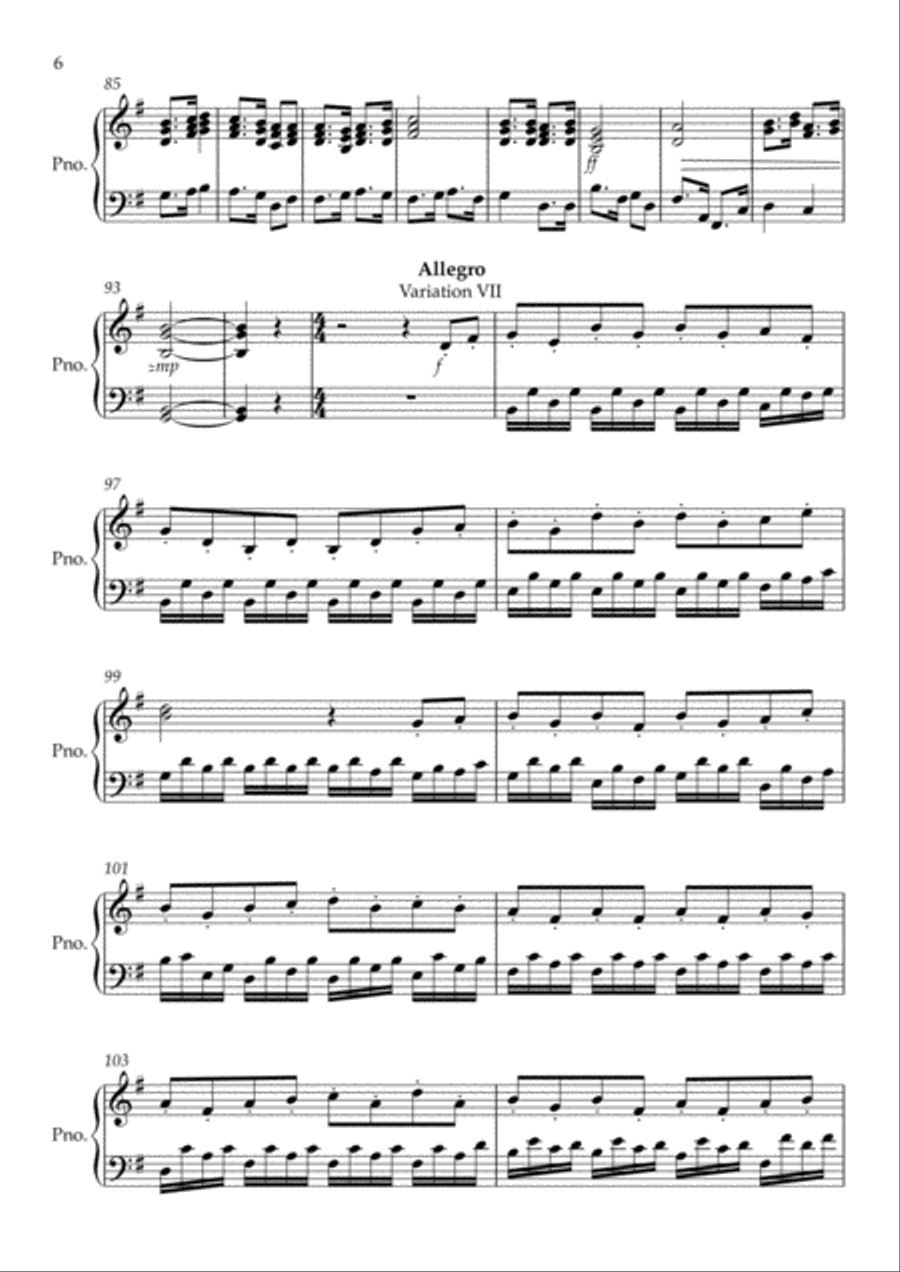 Piano variations on a folk song 