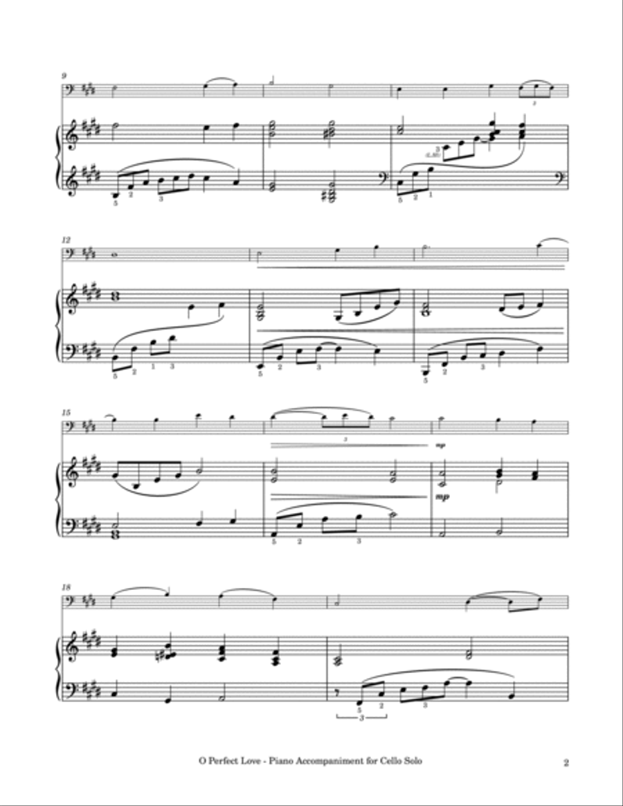 O Perfect Love (Wedding Hymn) - Cello Solo with Piano Accompaniment Piano scores gallery preview page 3