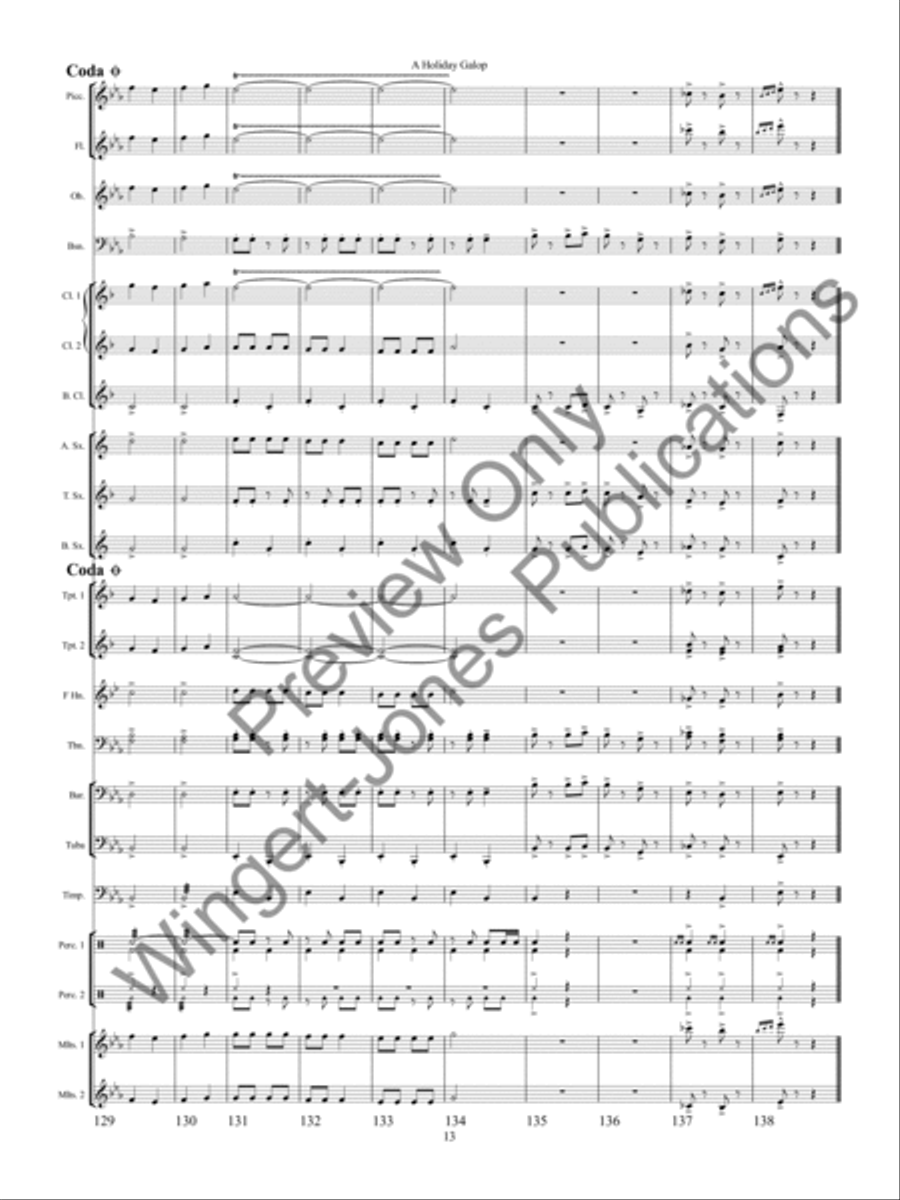 A Holiday Galop Concert Band scores gallery preview page 16