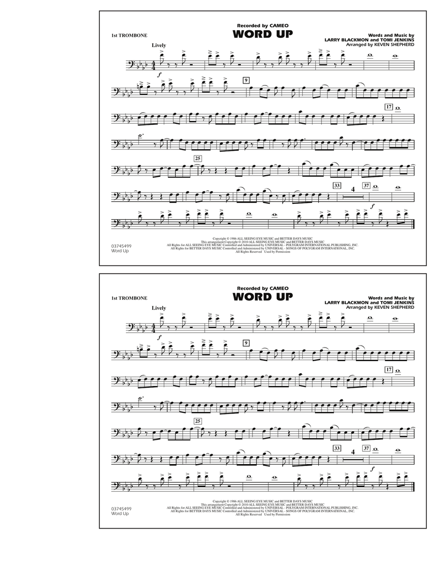 Word Up - 1st Trombone Marching Band scores gallery preview page 1