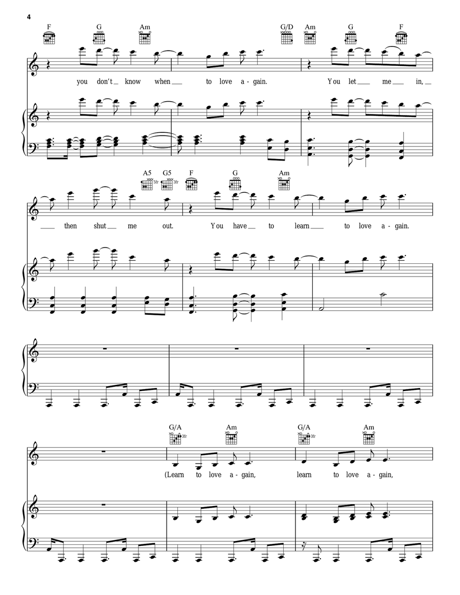 Love Again Love Again Piano, Vocal, Guitar scores gallery preview page 4