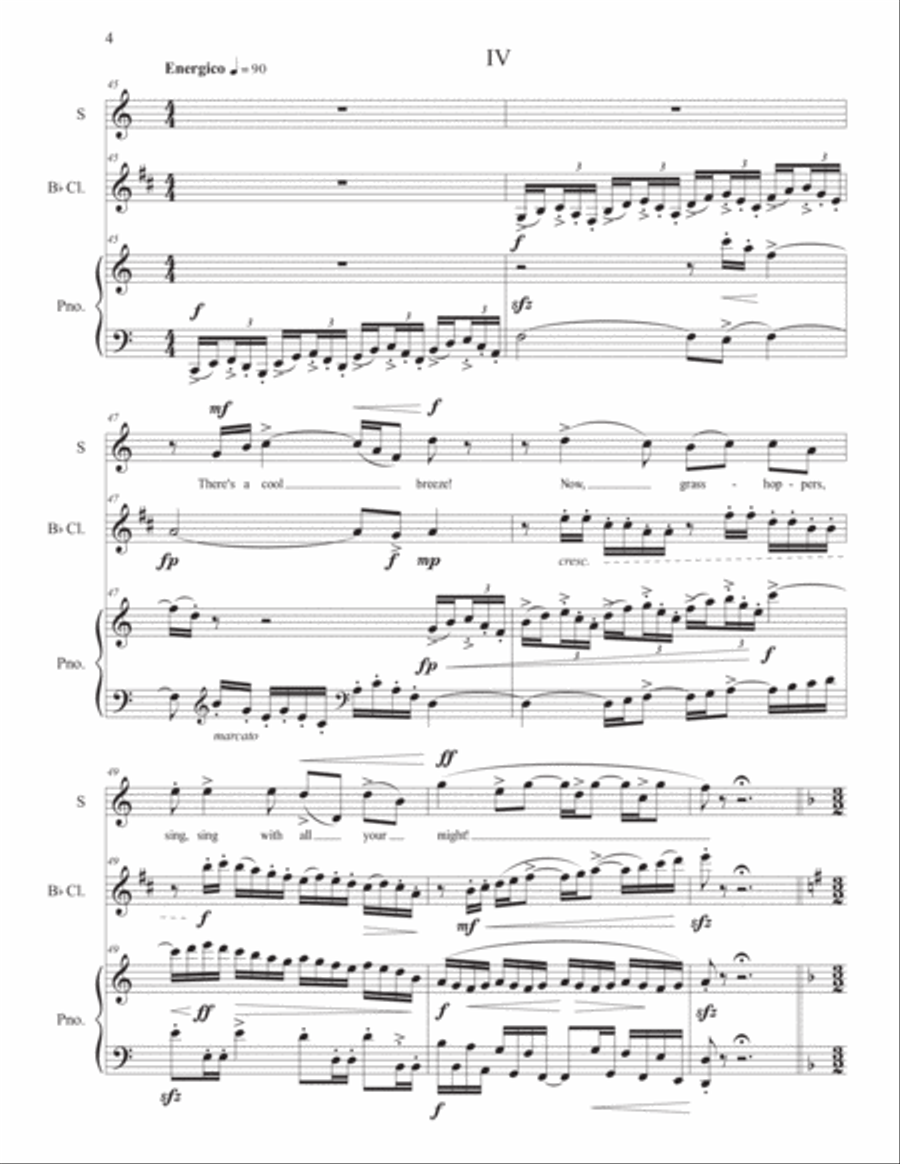 SONGLETS: 18 Haiku Songs on Haiku by Kobayashi Issa, for Soprano, Bb Clarinet & Piano Small Ensemble scores gallery preview page 6