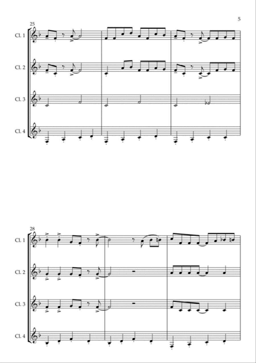 Boogie Woogie Bugle Boy Woodwind Quartet scores gallery preview page 5