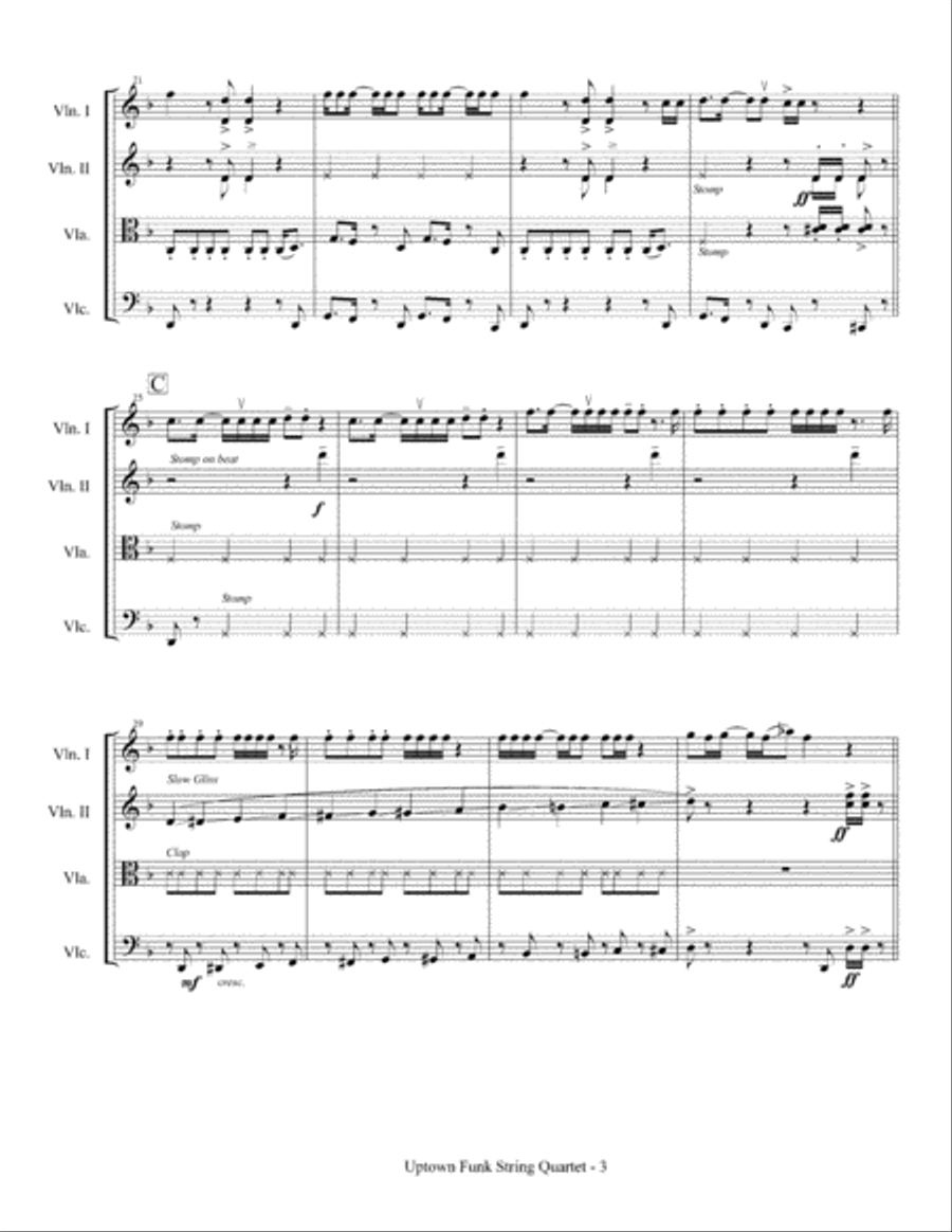 Uptown Funk String Quartet scores gallery preview page 4