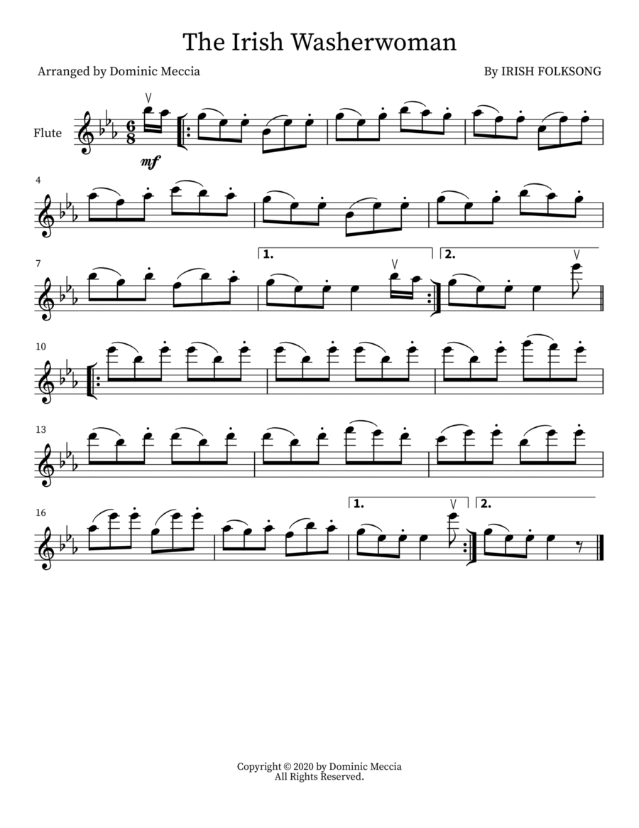 The Irish Washerwoman Flute Solo scores gallery preview page 1