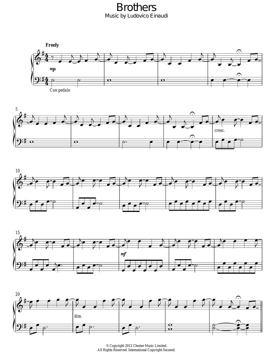 Brothers Brothers Piano Solo scores gallery preview page 1