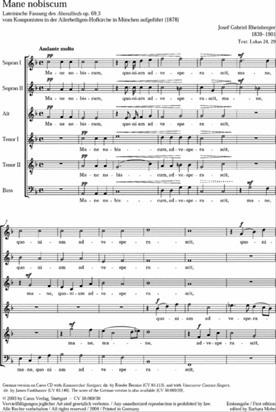 Mane nobiscum Choir scores gallery preview page 1