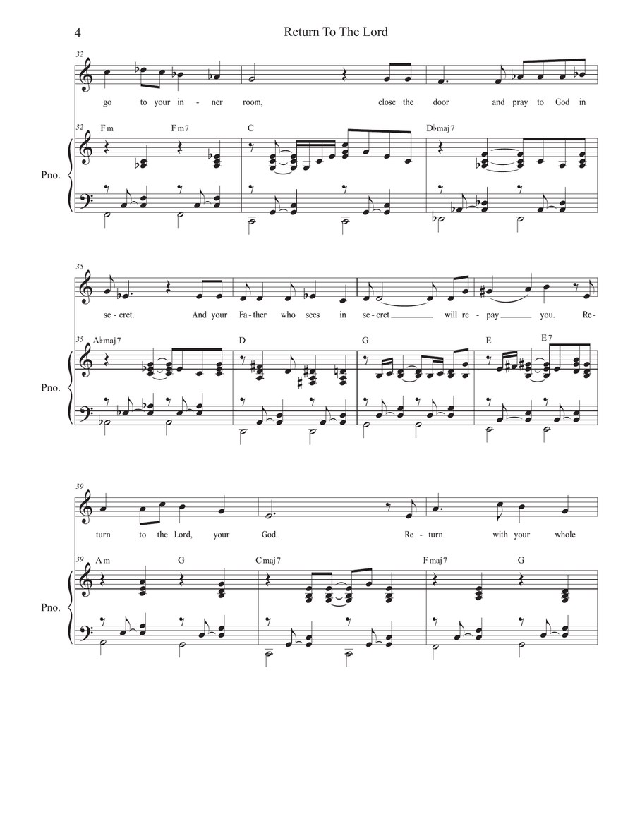 Return To The Lord (Unison choir) Unison Choir scores gallery preview page 4
