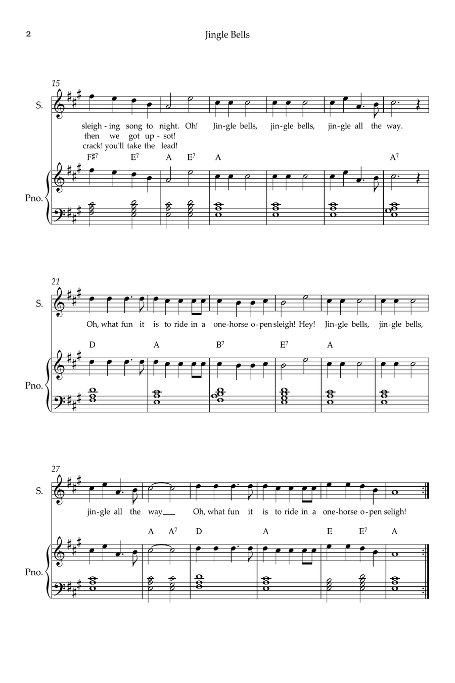Jingle Bells Soprano Voice scores gallery preview page 2