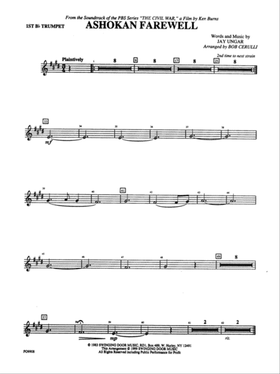 Book cover for Ashokan Farewell: 1st B-flat Trumpet