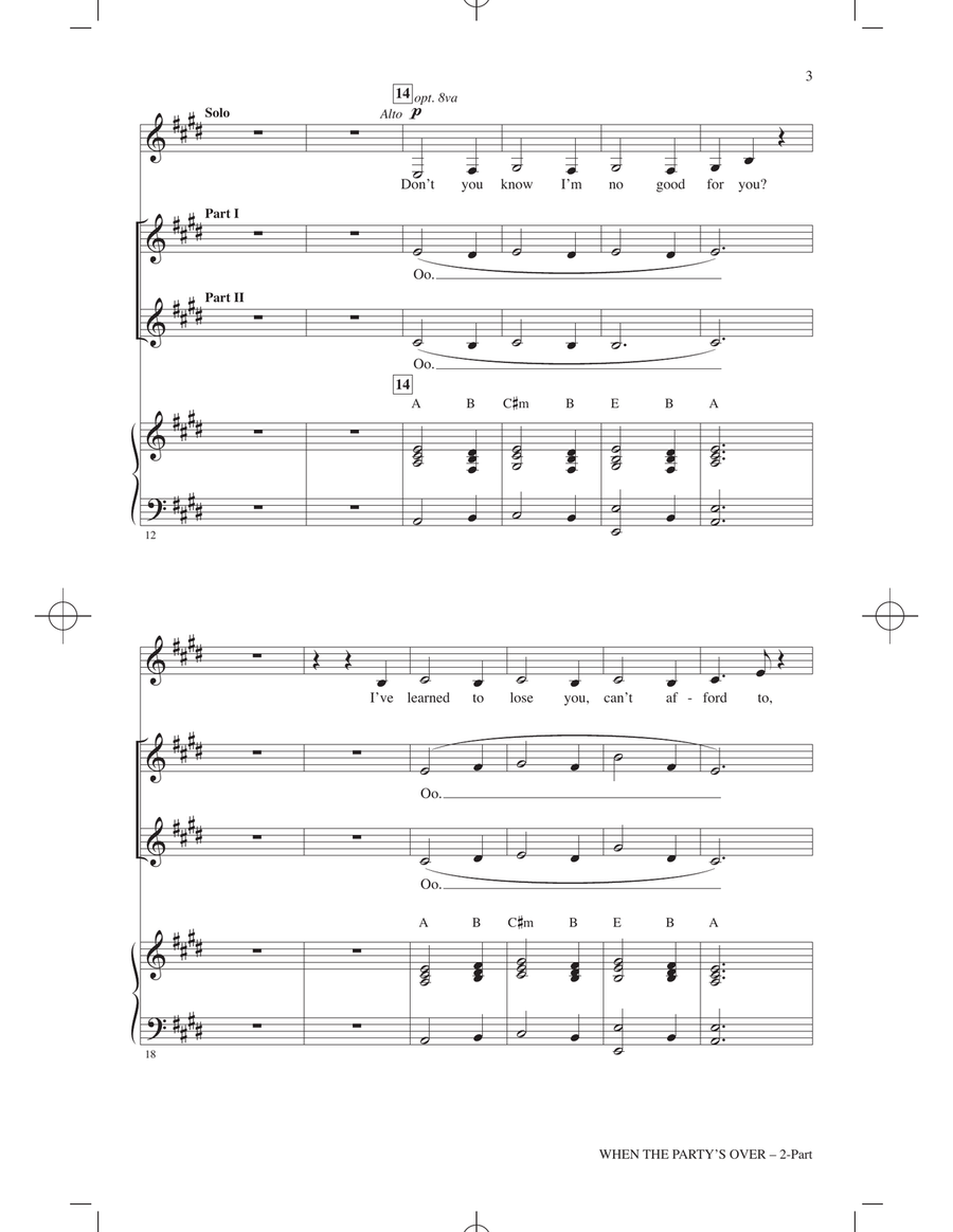 when the party's over (arr. Mac Huff) 2-Part scores gallery preview page 2