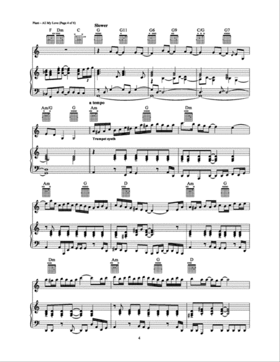 All My Love All My Love Piano, Vocal, Guitar scores gallery preview page 4