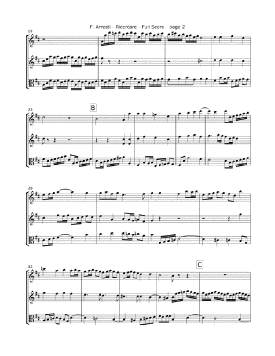 Arresti, F - Ricercare for Two Violins and Viola image number null