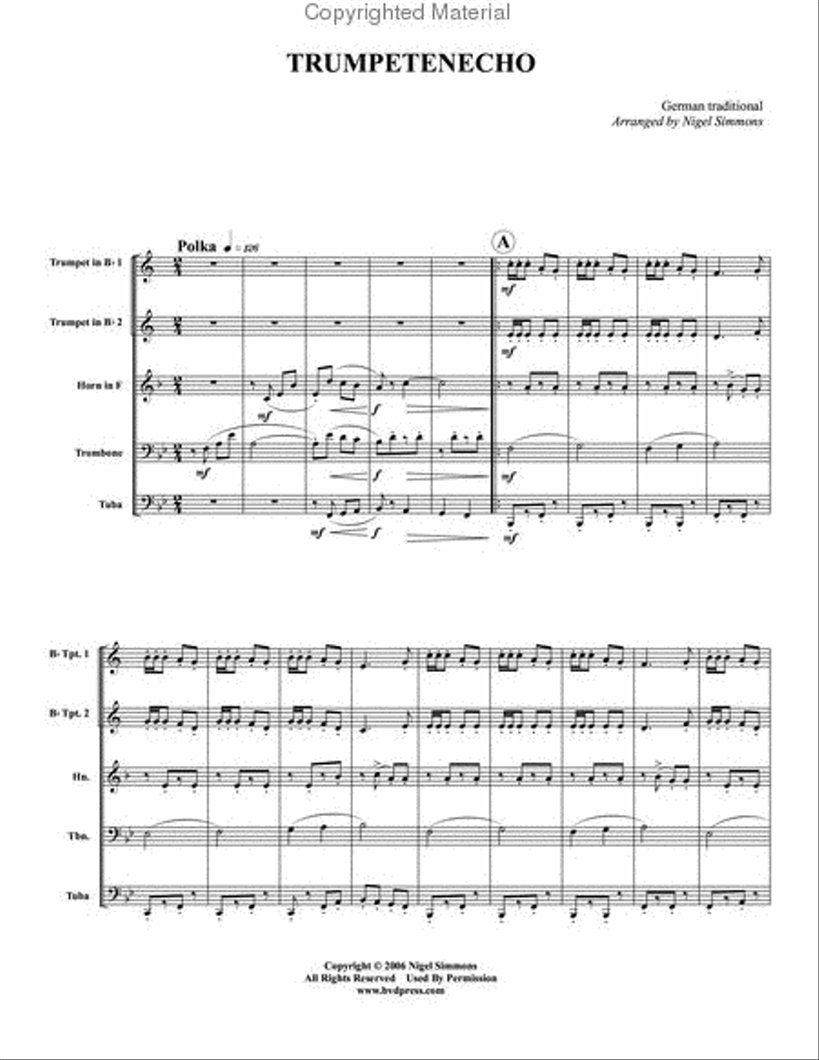 Trumpetenecho Brass Quintet scores gallery preview page 2