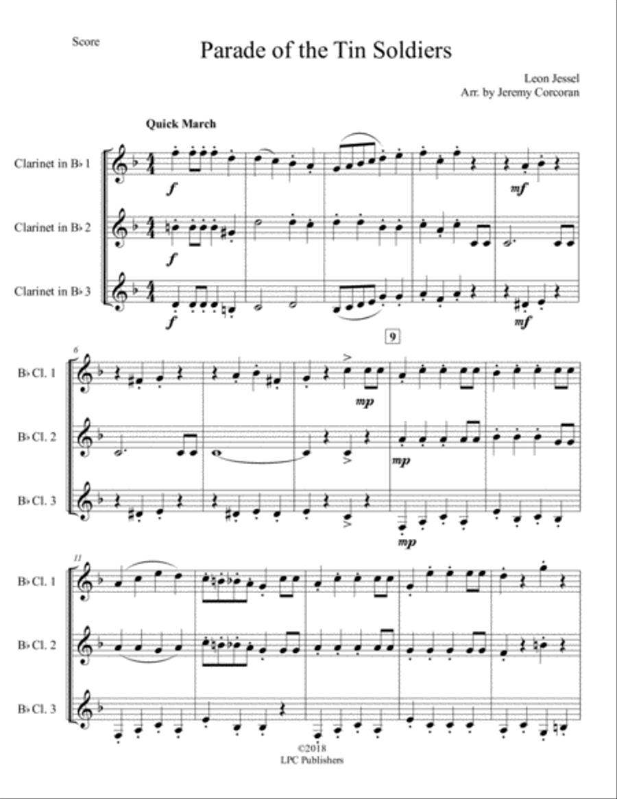Parade of the Tin Soldiers for Three Clarinets Woodwind Trio scores gallery preview page 2