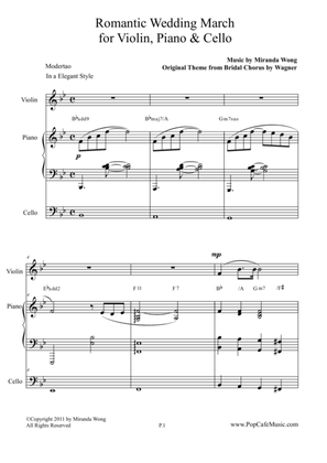 Book cover for Romantic Wedding March - Short Version for Violin, Piano & Cello