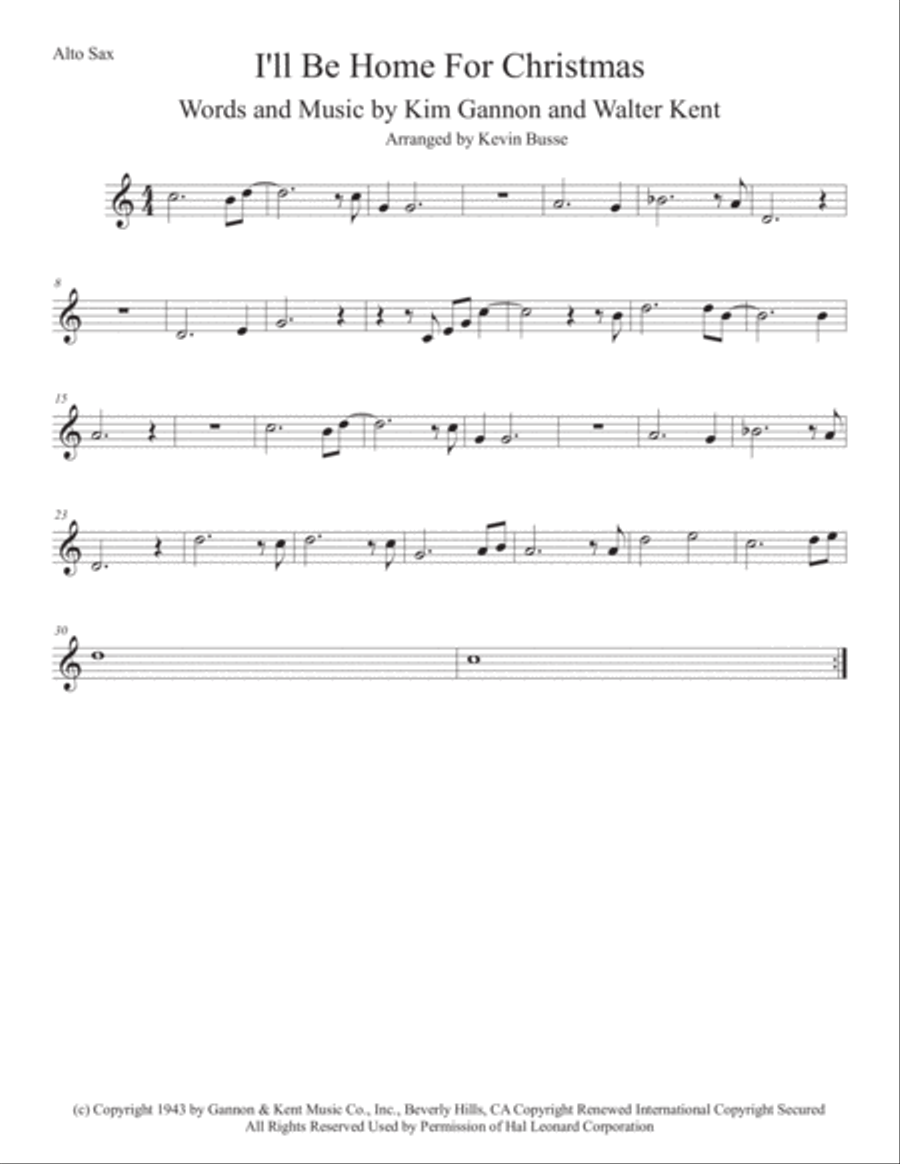 I'll Be Home For Christmas Alto Saxophone scores gallery preview page 1
