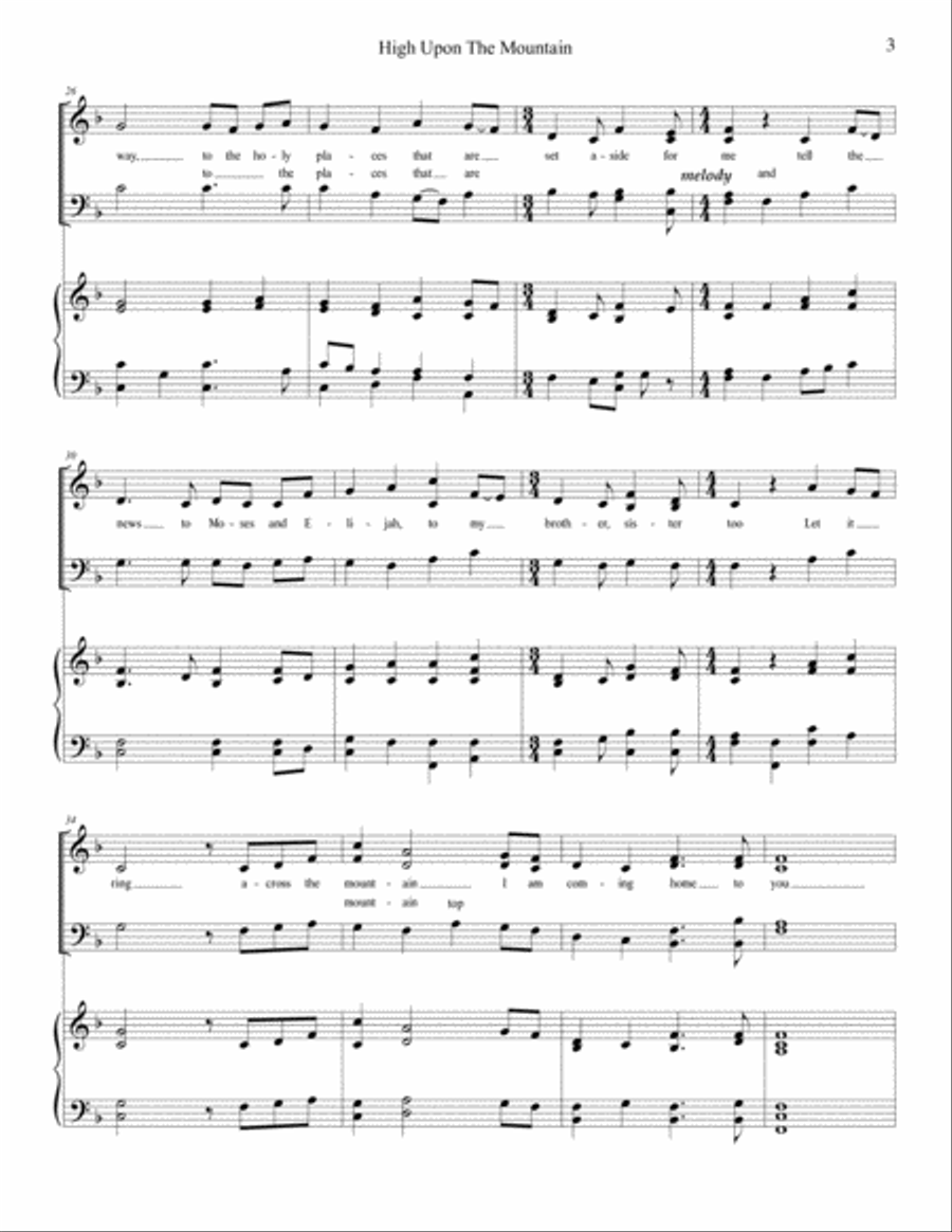 High Upon The Mountain 4-Part scores gallery preview page 3
